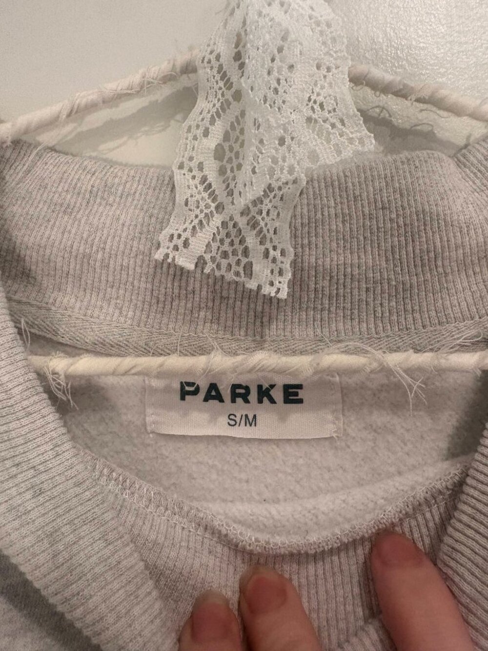 PARKE Gray Collegiate Logo Mockneck Sweatshirt S/M - Picture 2 of 3